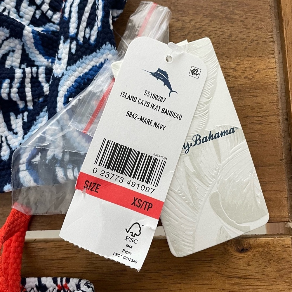New! Tommy Bahama Island Cays Ikat Bikini Bandeau Top & Reversible String Bottom - Picture 10 of 12